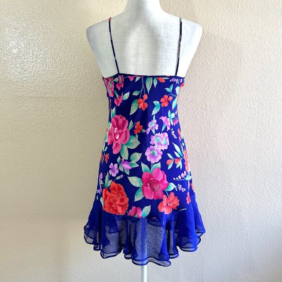 Victoria Secret Vtg 90s Floral Blue Gold Label Slip On Lingerie - Picture 5 of 6